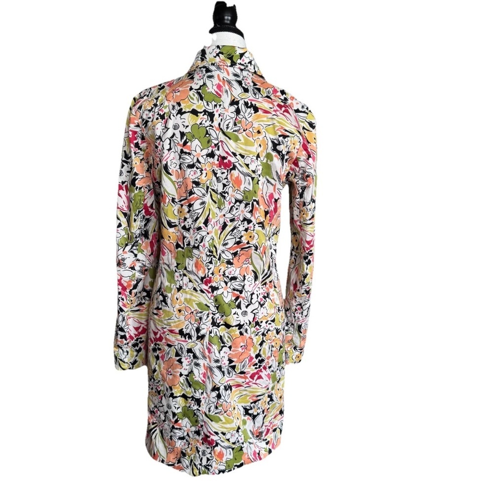 Kenar Floral Trench Coat Spring Jacket Long Blazer Women 6 Cotton White Green - Picture 4 of 7